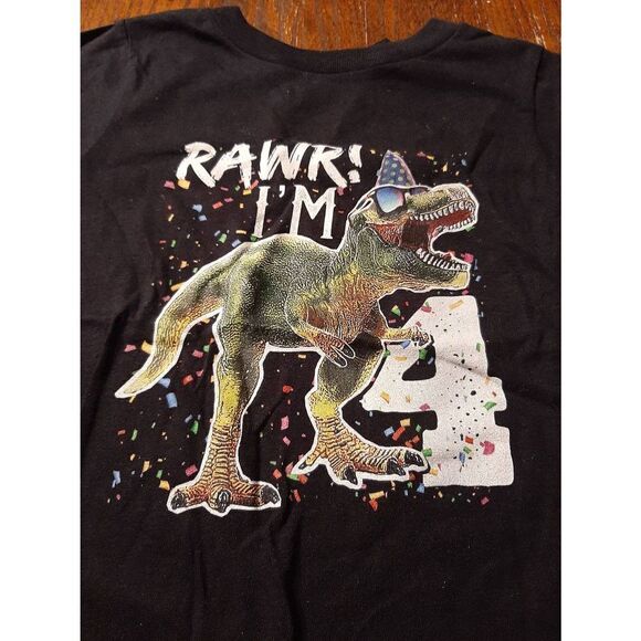 New Boys 4T Rawr I'm 4 Short Sleeve Crew Neck Tee TShirt Top Cotton Dinosaur NWT - Picture 2 of 3